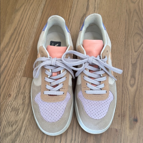 VEJA V-10 SUEDE MULTICOLOR PEACH sneakers size 7.5 - Picture 7 of 13